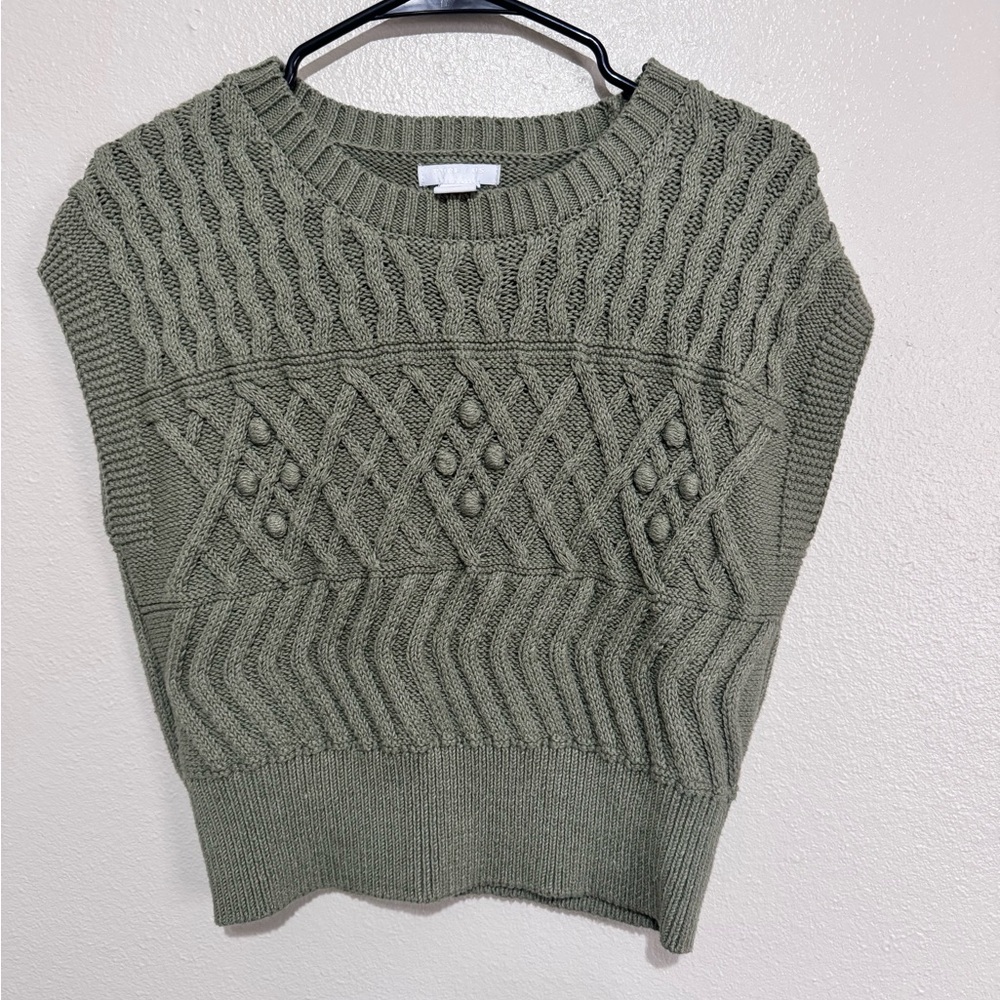 Olive Green Cable Knit Sweater Vest